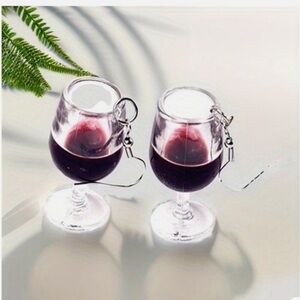 Red Wine Glass Pendant Earrings - Elegant Novelty Jewelry